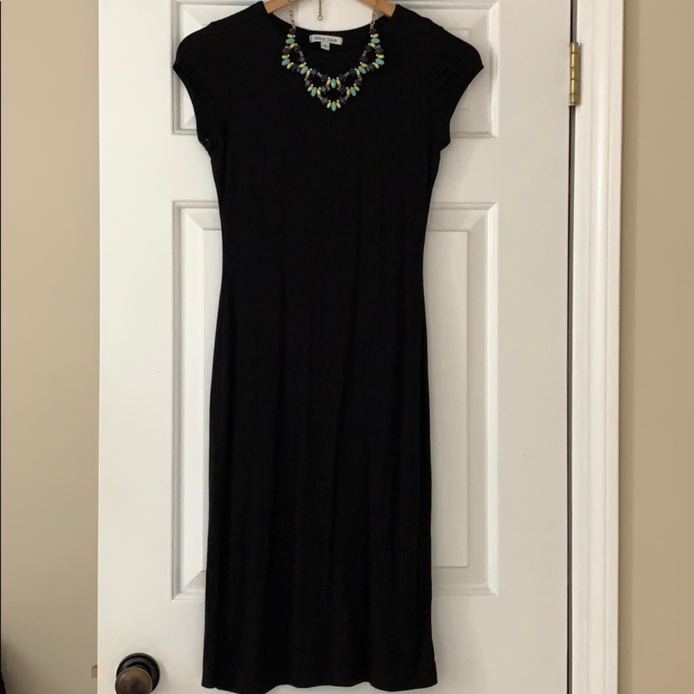 Midi length simple black dress
